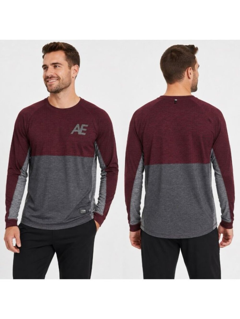 American Eagle AE Flex Men’s XL Colorblock Long Sleeve Performance Shirt NWT